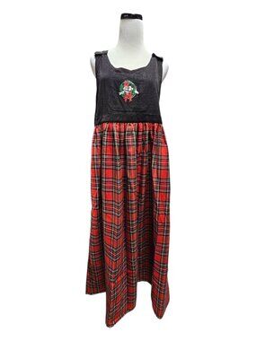 DEADSTOCK! 90s Mickey Inc. Christmas plaid pinafore / jumpsuit dress . medium